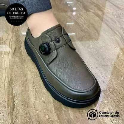 Mocasines cómodos de moda con hebilla automática de piel de vaca